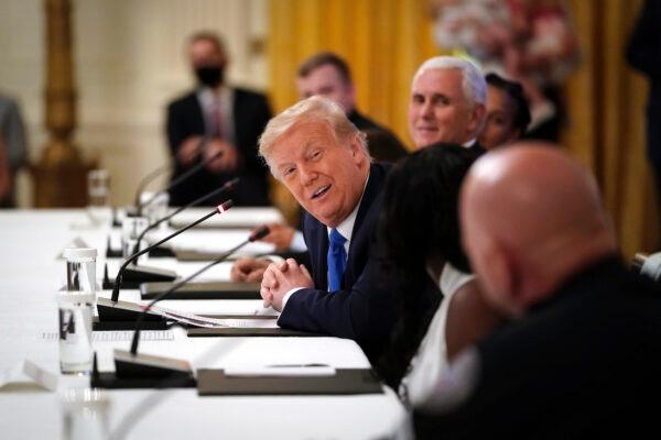 President Donald Trump speaks during an event with citizens positively impacted by law enforcement, in the East Room of the White House in Washington, on July 13, 2020. (Drew Angerer/Getty Images)