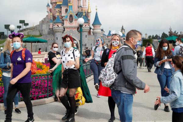 First visitors arrive at Disneyland Paris as the theme park reopens its doors to the public in Marne-la-Vallee, near Paris, following the coronavirus disease (COVID-19) outbreak in France, on July 15, 2020. (Charles Platiau/Reuters)
