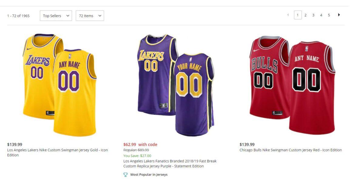 A screenshot of the official NBA store. (Screenshot/Fanatics.com)