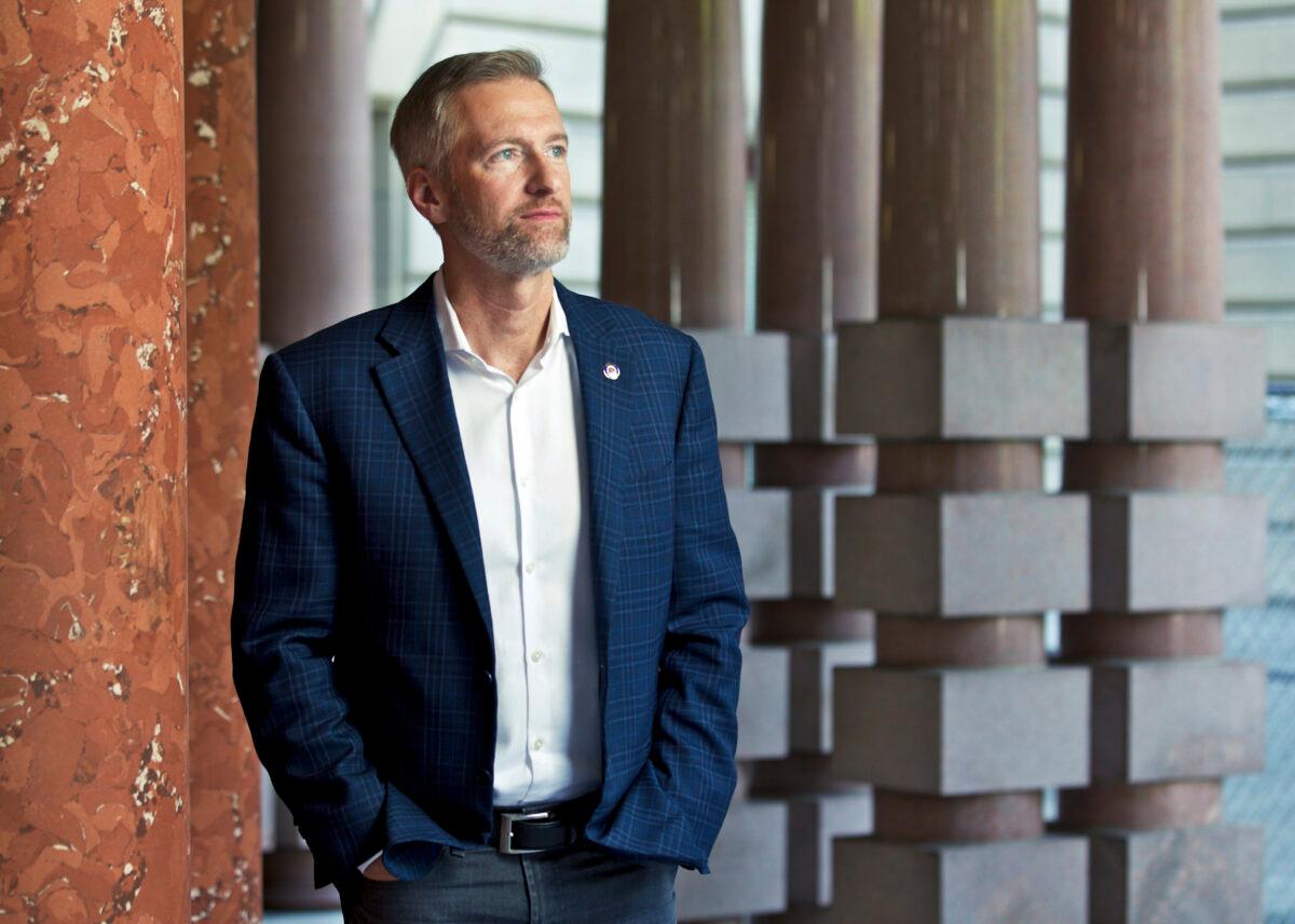 Portland Mayor Ted Wheeler poses for a photo in Portland, Ore., on Aug. 5, 2019. (Craig Mitchelldyer/AP Photo)