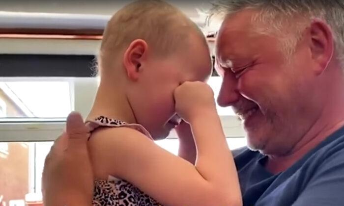 4-Year-Old Girl With Cancer Gives Dad a Hug After Being 7 Weeks Apart in a Tear-Jerking Video