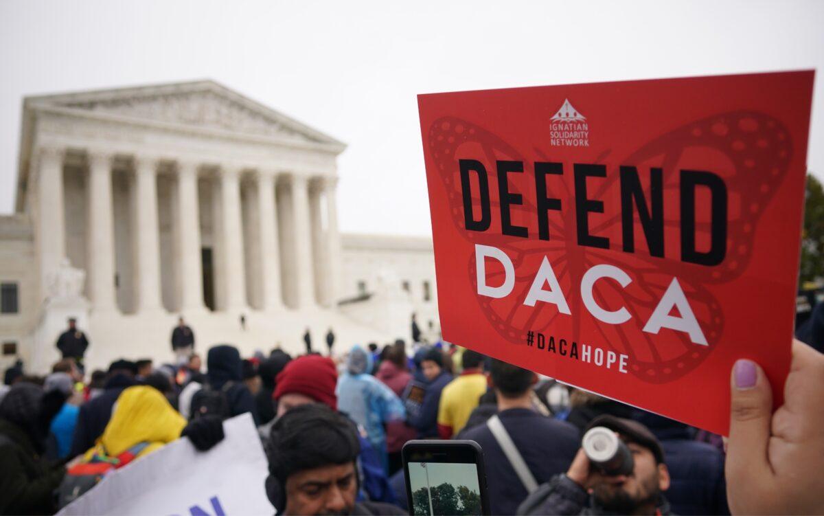 Immigration policy activists rally in front of the U.S. Supreme Court in Washington, on Nov. 12, 2019. (Mandel Ngan/AFP/Getty Images)