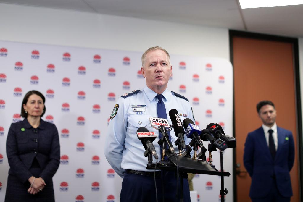NSW Police Commissioner Mick Fuller speaks to the media at a press conference at Sydney Olympic Park on July 8, 2020, in Sydney, Australia. (Mark Metcalfe/Getty Images)