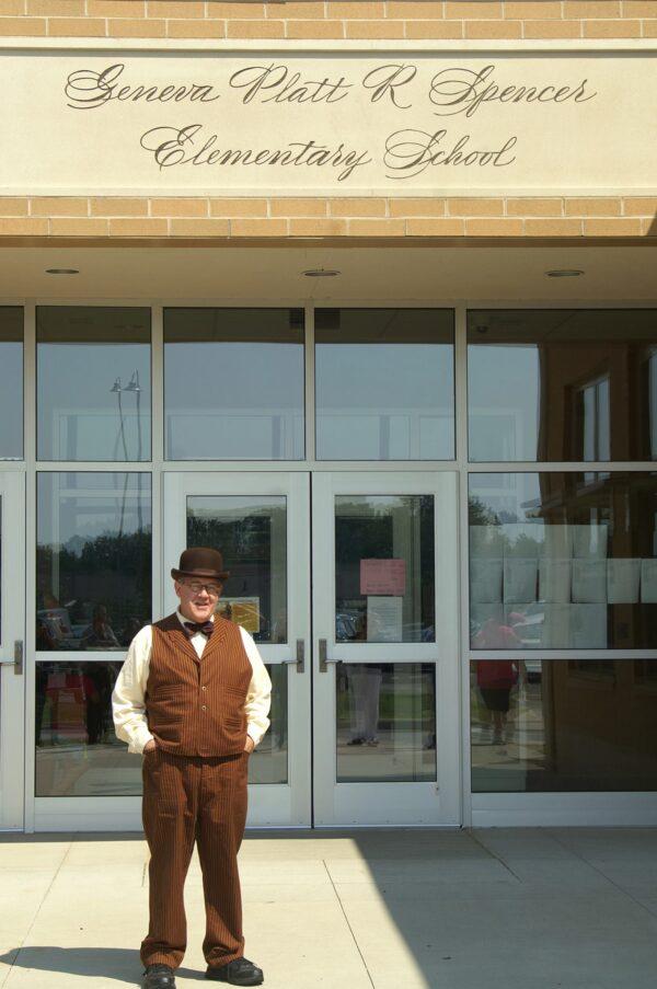 Sull's penmanship greets students at Platt R. Spencer elementary school in Geneva, Ohio. (Courtesy of Michael Sull)