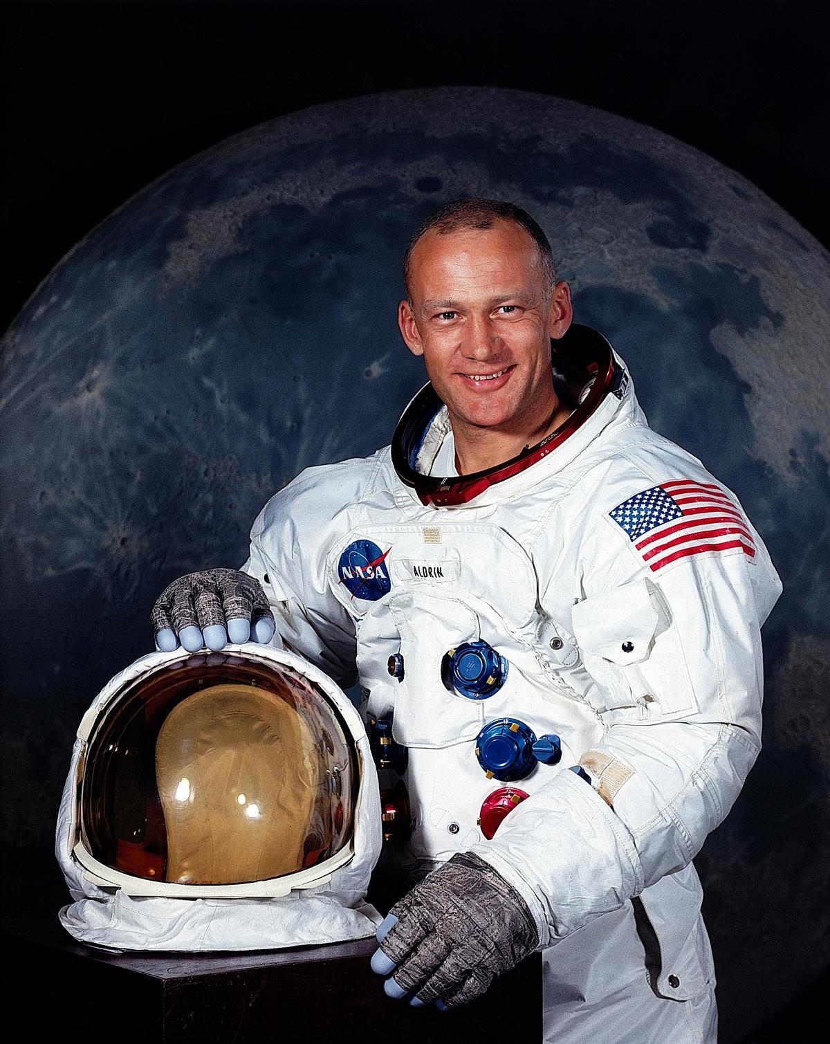 U.S. astronaut Edwin E. "Buzz" Aldrin, Jr., Lunar Module pilot on Apollo 11, poses for a portrait taken in July 1969. (NASA via Getty Images)