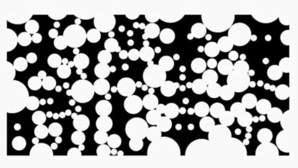 At first glance, this graphic design poster may look like it's made up of mere circles. However, from afar, viewers can make out the eight Chinese characters for "Liberate Hong Kong, Revolution of our times." Screen capture from a mobile phone in Hong Kong, on July 17, 2020. (Vincent Yu/AP)