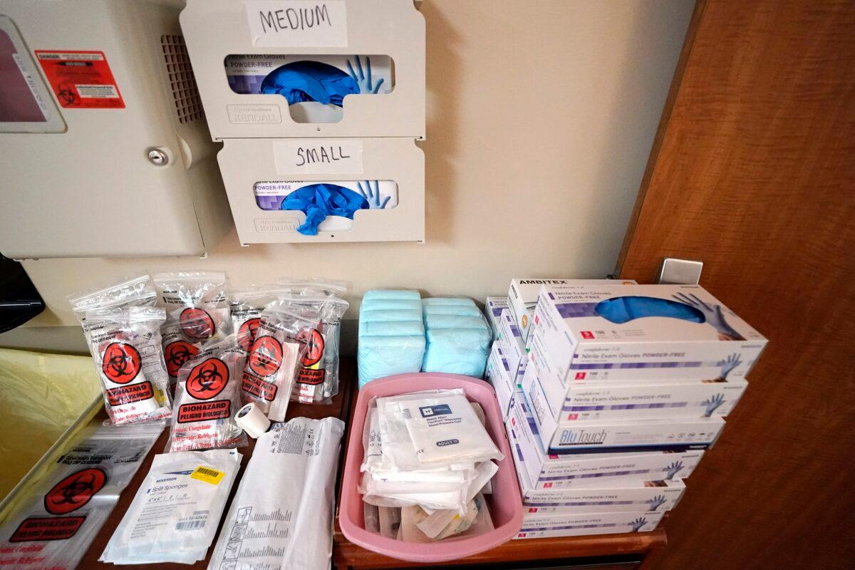 Protective equipment and medical supplies in a hospital in Houston, Texas, on July 16, 2020. (David J. Phillip/AP Photo)
