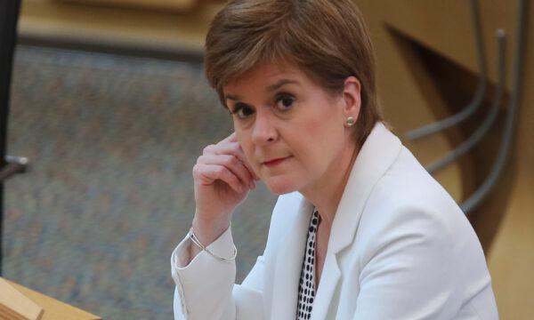 Scottish First Minister Nicola Sturgeon announces the lifting of some CCP virus lockdown rules at the Scottish Parliament in Holyrood, Edinburgh, Scotland, on July 9, 2020. (Fraser Bremner/WPA Pool/Getty Images)