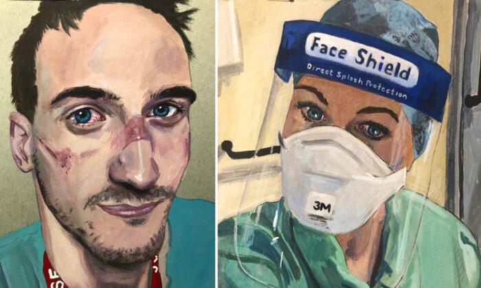 Man Paints Portraits of Front line Medics, Capturing Their Exhaustion Treating COVID-19 Patients