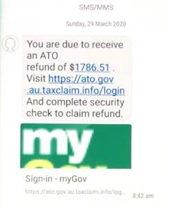 Fake myGov text message (ACCC)