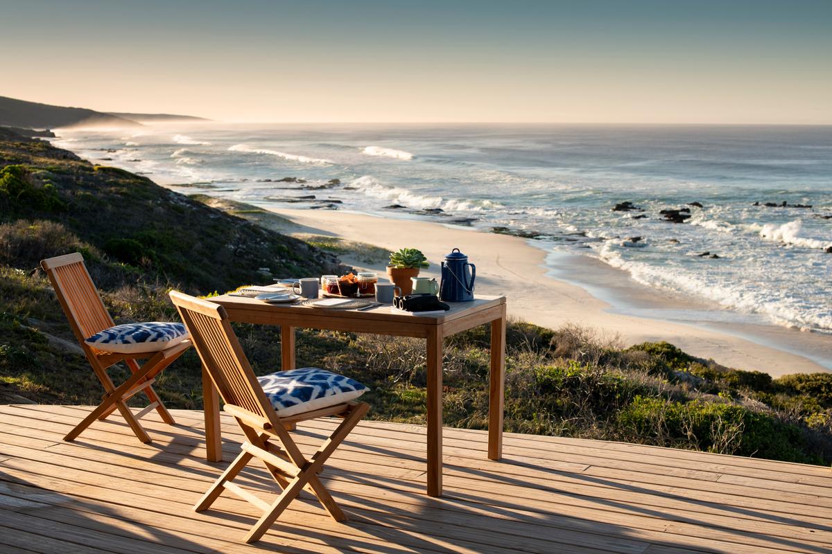 Breakfast on the verandah at Lekkerwater Beach Lodge. (Courtesy of Lekkerwater Beach Lodge)