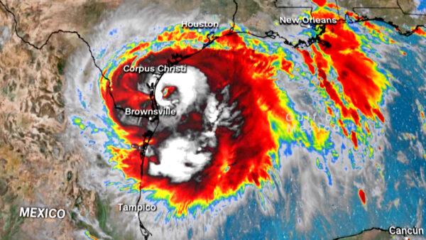 Hurricane Hanna over the Gulf of Mexico as it makes landfall in Texas on July 25, 2020. (CNN)
