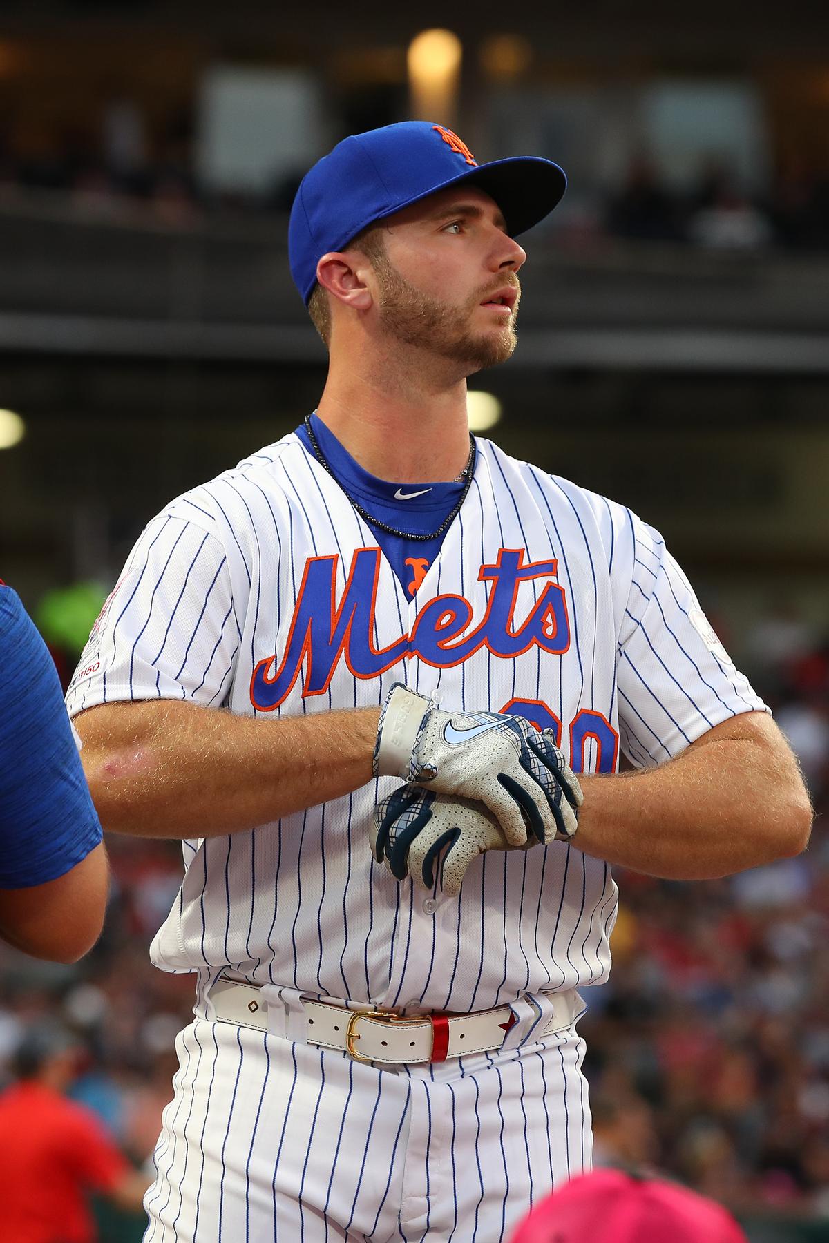 Pete Alonso of the New York Mets competes in the T-Mobile Home Run Derby at Progressive Field on July 8, 2019, in Cleveland, Ohio. (Gregory Shamus/Getty Images)