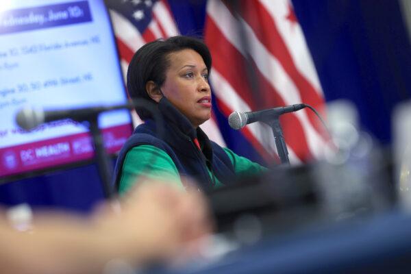 Mayor Muriel Bowser attends a press conference in Washington on June 10, 2020. (Win McNamee/Getty Images)