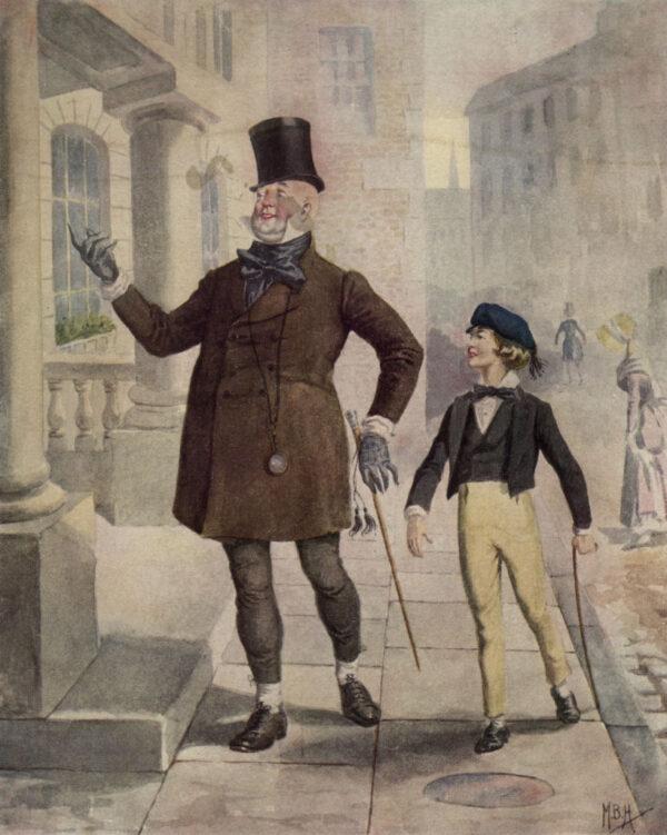 An illustration of the characters Mr. Micawber and David Copperfield from Charles Dickens’s “David Copperfield,” considered the author’s most autobiographical novel. (Hulton Archive/Getty Images)