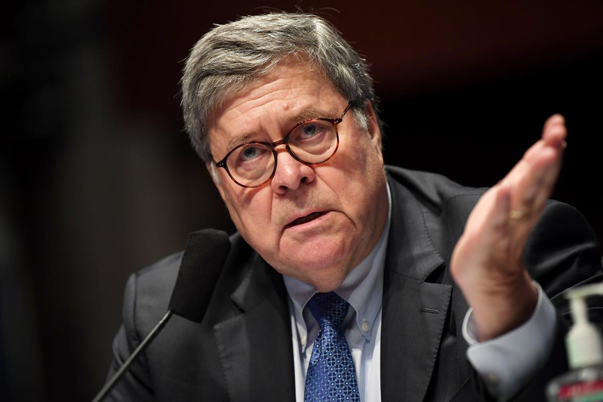 Attorney General William Barr appears before the House Judiciary Committee on Capitol Hill in Washington on July 28, 2020. (Matt McClain/The Washington Post)
