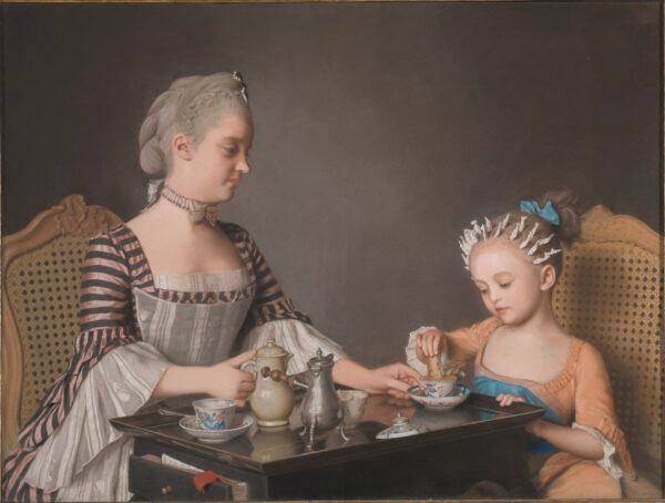 "The Lavergne Family Breakfast," 1754, by Jean-Etienne Liotard. Pastel on paper stuck down on canvas; 31 1/2 inches by 41 3/4 inches. From the estate of George Pinto under the acceptance in Lieu scheme. (The National Gallery, London)