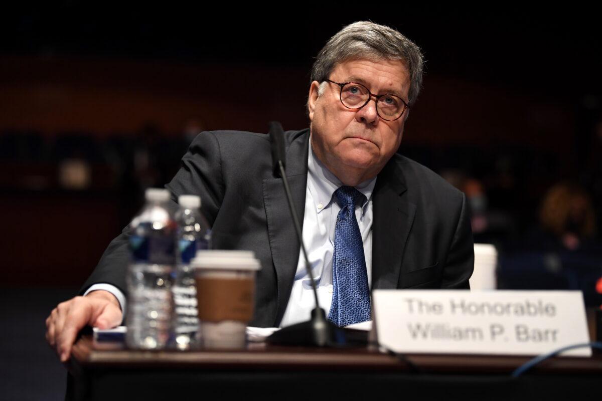 Attorney General William Barr appears before the House Oversight Committee on Capitol Hill in Washington on July 28, 2020. (Matt McClain-Pool/Getty Images)