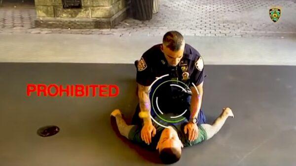 NYPD instructional video on body control techniques outlawed by the city. (Screenshot via Youtube/Scales of Justice)