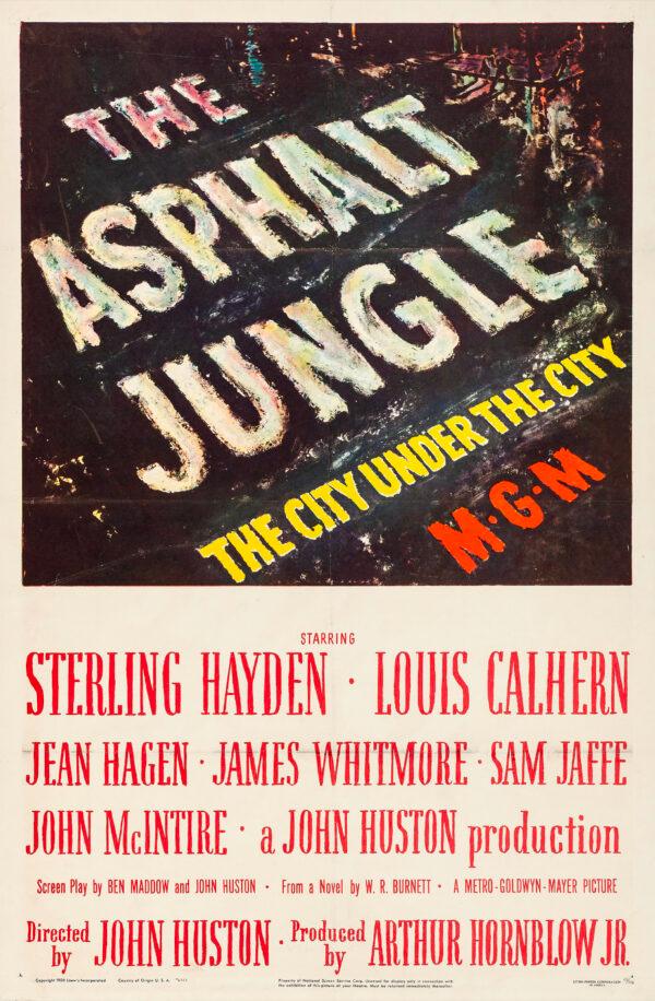 Theatrical release poster for the 1950 film "The Asphalt Jungle." (Public Domain)