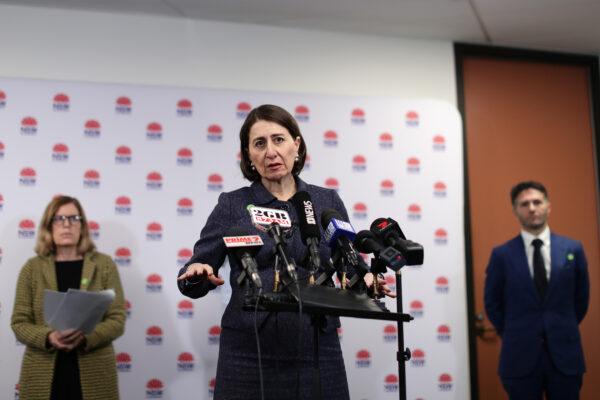 NSW Premier Gladys Berejiklian speaks to the media at a press conference at Sydney Olympic Park, Sydney, Australia on July 8, 2020. (Mark Metcalfe/Getty Images)