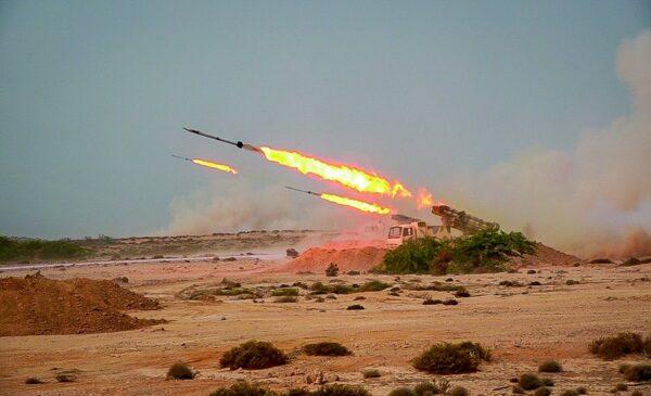 Missiles are fired in a Revolutionary Guard military exercise in Iran on July 28, 2020. (Sepahnews via AP)