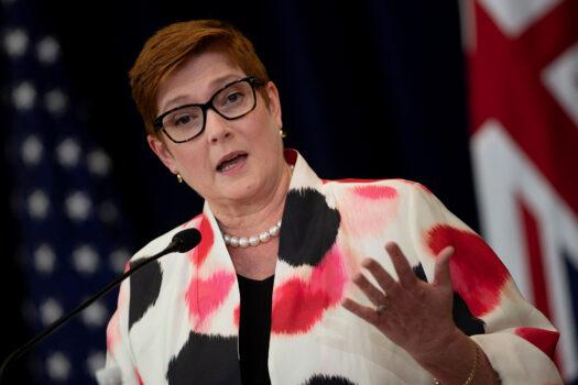 Australia's Foreign Minister Marise Payne speaks during a news conference at the U.S. Department of State following the 30th AUSMIN in Washington on July 28, 2020. (Brendan Smialowski/Pool via Reuters)