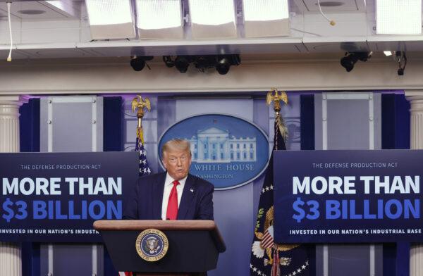 President Donald Trump speaks during a news conference at the White House in Washington on July 28, 2020. (Alex Wong/Getty Images)