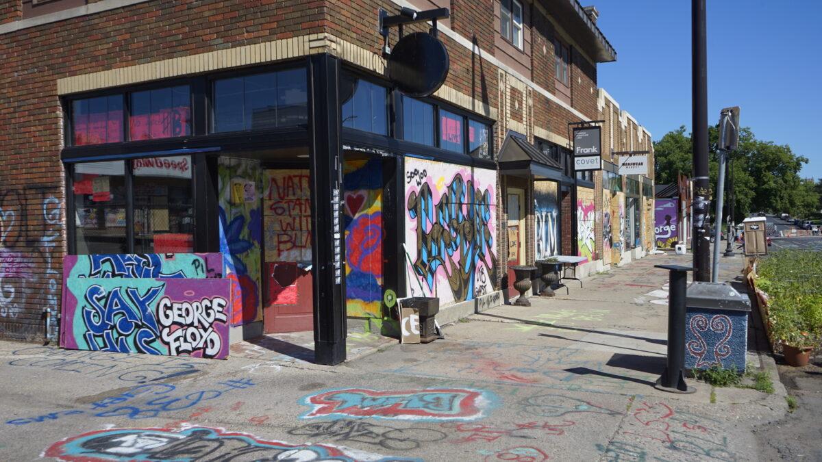 Businesses are still closed after riots and looting following the death of George Floyd in Minneapolis, Minn., on July 27, 2020. (Meiling Lee/The Epoch Times)