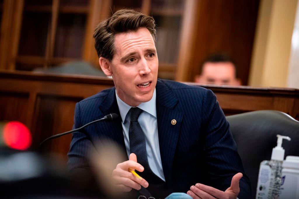 Sen. Josh Hawley (R-Mo.) speaks during the Senate Small Business and Entrepreneurship Hearings on Capitol Hill in Washington on June 10, 2020. (Al Drago/AFP via Getty Images)