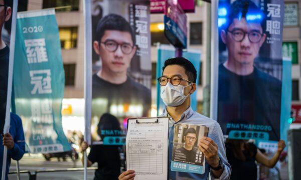 Nathan Law, member of the pro-democracy political organization Demosisto, speaks to reporters in Hong Kong on June 19, 2020. (Anthony Wallace/AFP via Getty Images)