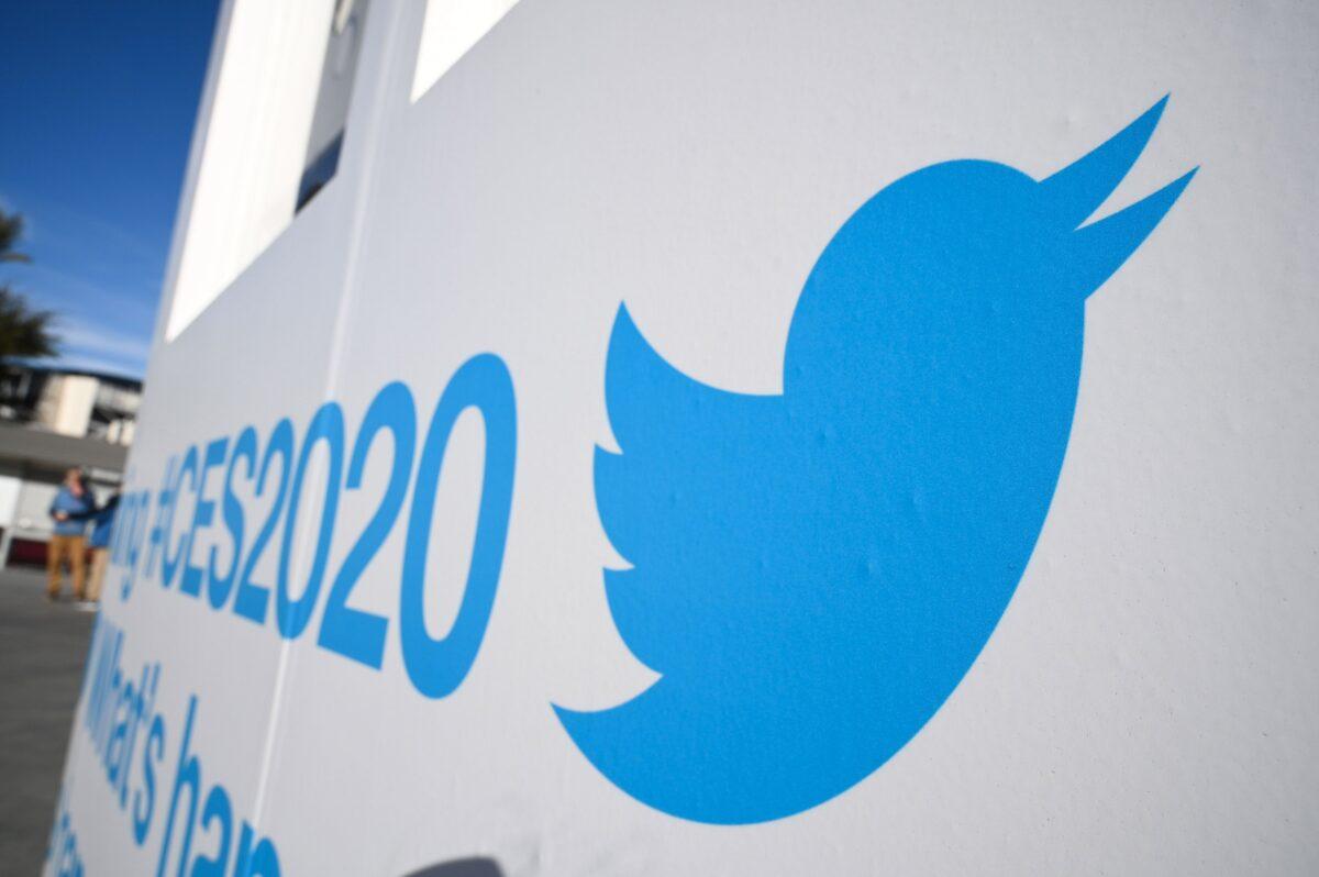 Twitter branding is displayed ahead of the 2020 Consumer Electronics Show (CES) at the Las Vegas Convention Center in Las Vegas, Nev., on Jan. 5, 2020. (Robyn Beck/AFP via Getty Images)