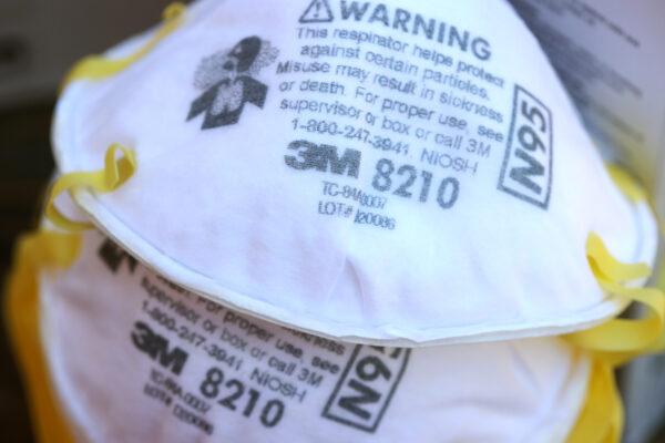3M brand N95 particulate respirators are displayed on a table in San Anselmo, California on July 28, 2020. (Justin Sullivan/Getty Images)