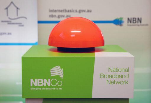 The button pushed by Anthony Albanese, Deputy Prime Minister of Australia, to switch on the NBN fibre network to an additional 2,600 homes and businesses in Brunswick at the Brunswick Digital Hub in Melbourne, Australia on July 24, 2013. (Scott Barbour/Getty Images)