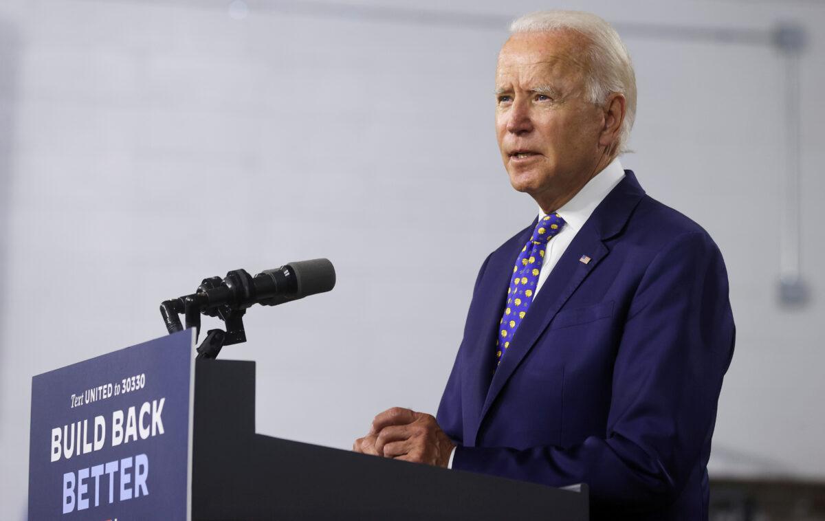 Democratic presidential candidate and former Vice President Joe Biden speaks about his plans to combat racial inequality at a campaign event in Wilmington, Delaware, on July 28, 2020. (Jonathan Ernst/File Photo/Reuters)