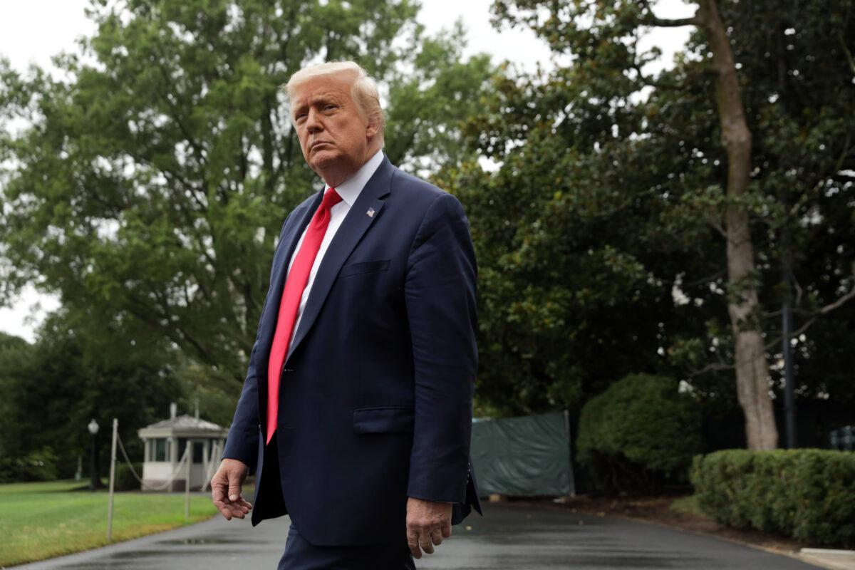 President Donald Trump walks outside the White House in Washington on July 31, 2020. (Alex Wong/Getty Images)