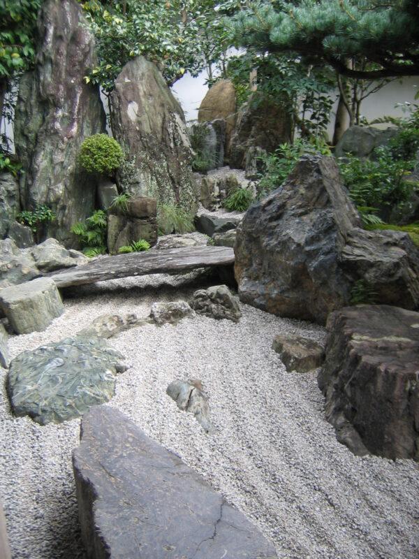 A garden should calm the mind and refresh the spirit. A mountain, waterfall, and gravel "river" at Daisen-in in Kyoto, Japan, built 1509–1513. (CC BY-SA 3.0)