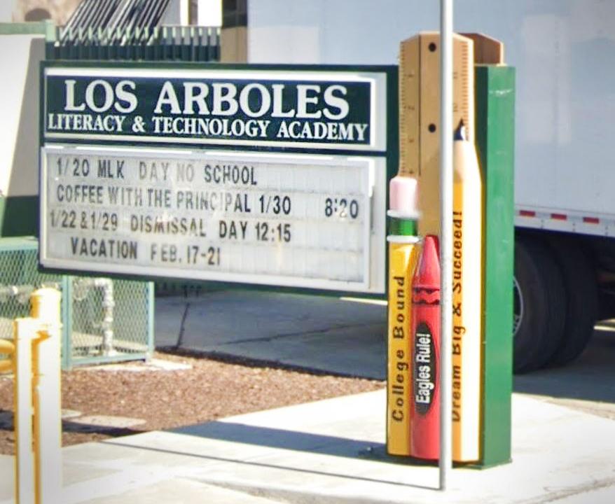 Los Arboles Elementary School in San José, Calif. (Screenshot/<a href="https://www.google.com/maps/@37.2854316,-121.8311356,3a,73.4y,334.58h,79.93t/data=!3m6!1e1!3m4!1sU7cdEzU567SZ3rn5cgwoyw!2e0!7i16384!8i8192">Google Maps</a>)
