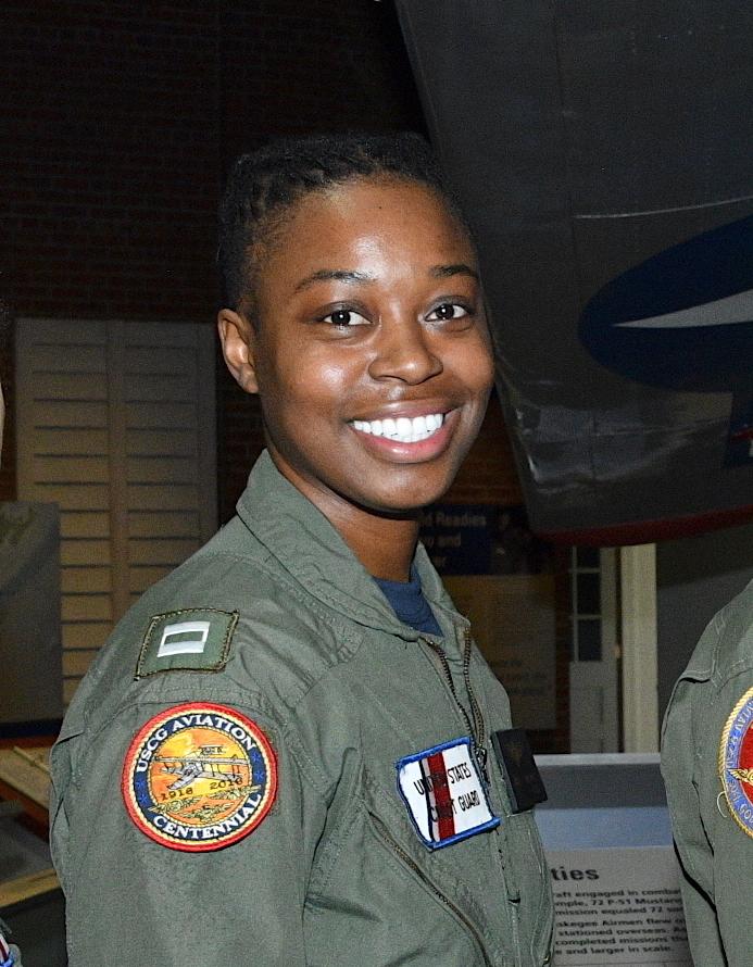 Lt. Cdr. Chanel Lee, pictured at an Air Medal award ceremony in Tuskegee, Alabama, on Feb. 21, 2019 (<a href="https://www.dvidshub.net/image/5160759/coast-guard-aviators-make-history">Petty Officer 1st Class Jetta Disco</a>/U.S. Coast Guard)