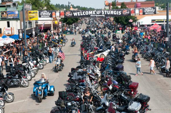 Bikers ride down Main Street on the first day of the annual Sturgis Motorcycle Rally Aug. 3, 2015, in Sturgis, S.D. (Andrew Cullen/Getty Images)