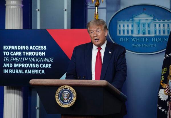 President Donald Trump speaks during a news conference at the White House in Washington, on Aug. 3, 2020. (Drew Angerer/Getty Images)