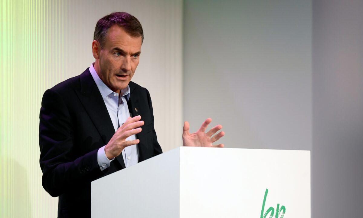 BP's new Chief Executive Bernard Looney gives a speech in central London on Feb. 12, 2020. (Toby Melville/Reuters)