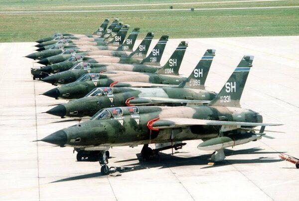 F-105 Thunderchiefs in this DOD handout image from 1974. (507th Fighter Wing, 507th Wing, 507th Tactical Fighter Group, 507th Fighter Group).