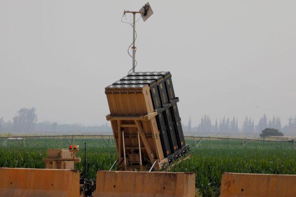An Israeli Iron Dome defense system battery, designed to intercept and destroy incoming short-range rockets and artillery shells, in the Hula Valley in northern Israel near the border with Lebanon on July 27, 2020. (Jalaa Marey/AFP via Getty Images)