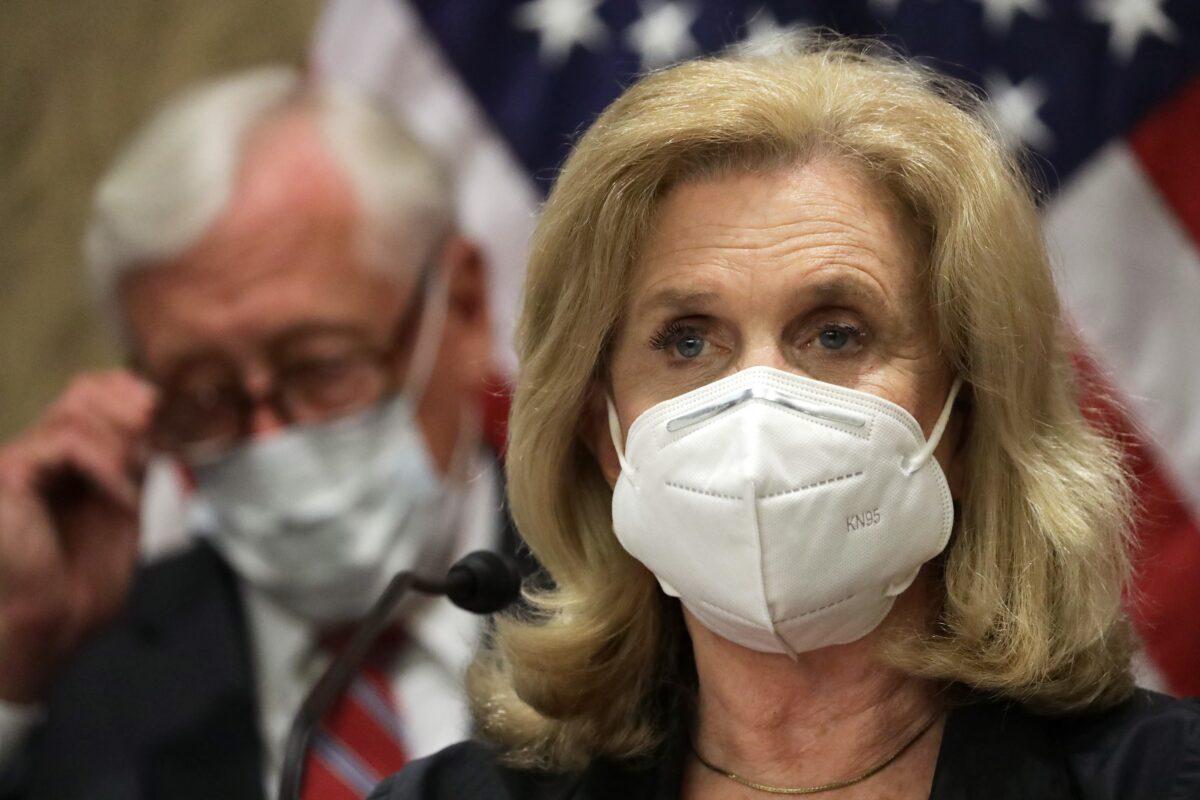 Rep. Carolyn Maloney (D-N.Y.) speaks to reporters in Washington on June 25, 2020. (Alex Wong/Getty Images)