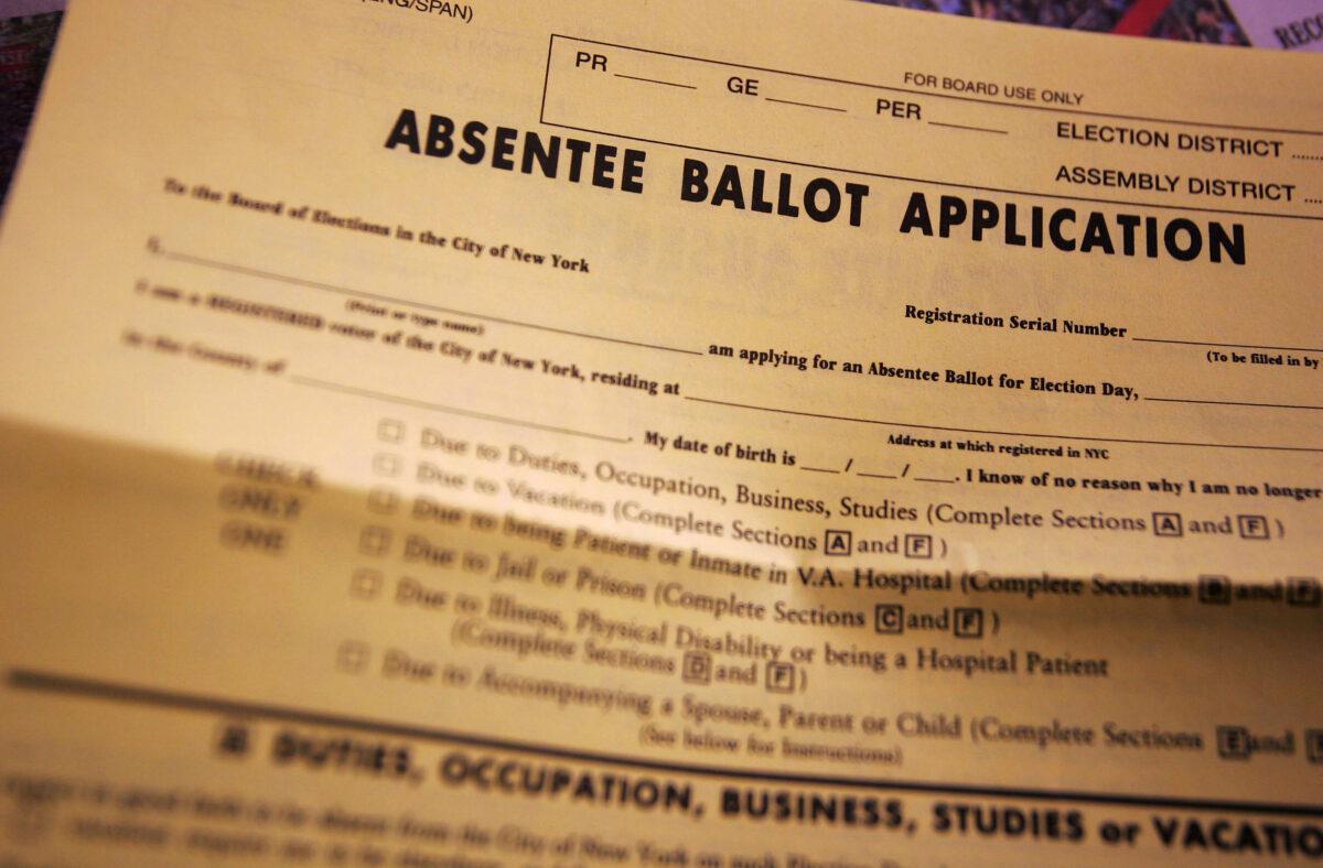 A New York absentee ballot application in a file photograph. (Chris Hondros/Getty Images)