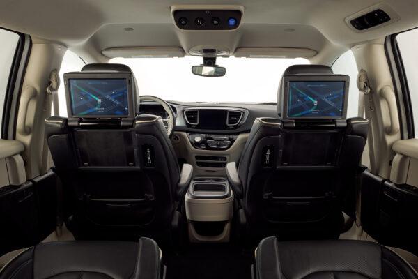 Two seatback screens for the rear passengers. (Courtesy of Chrysler)