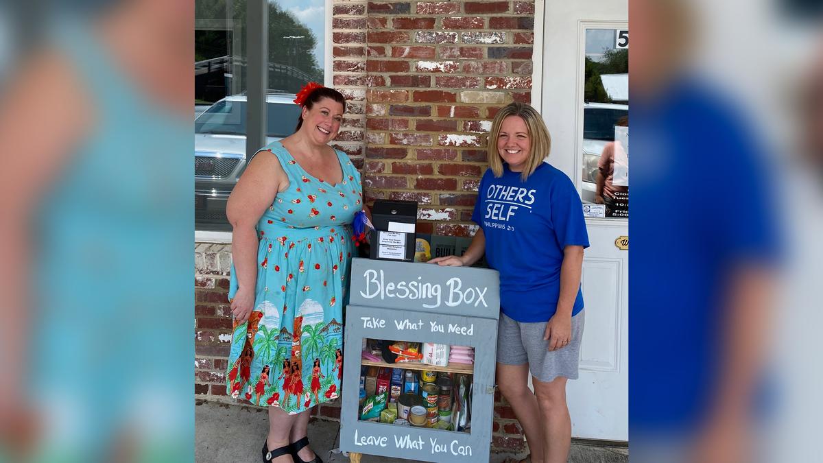 Mandy Stewart and Amanda Browning with the blessing box. (Courtesy of Mandy Stewart)