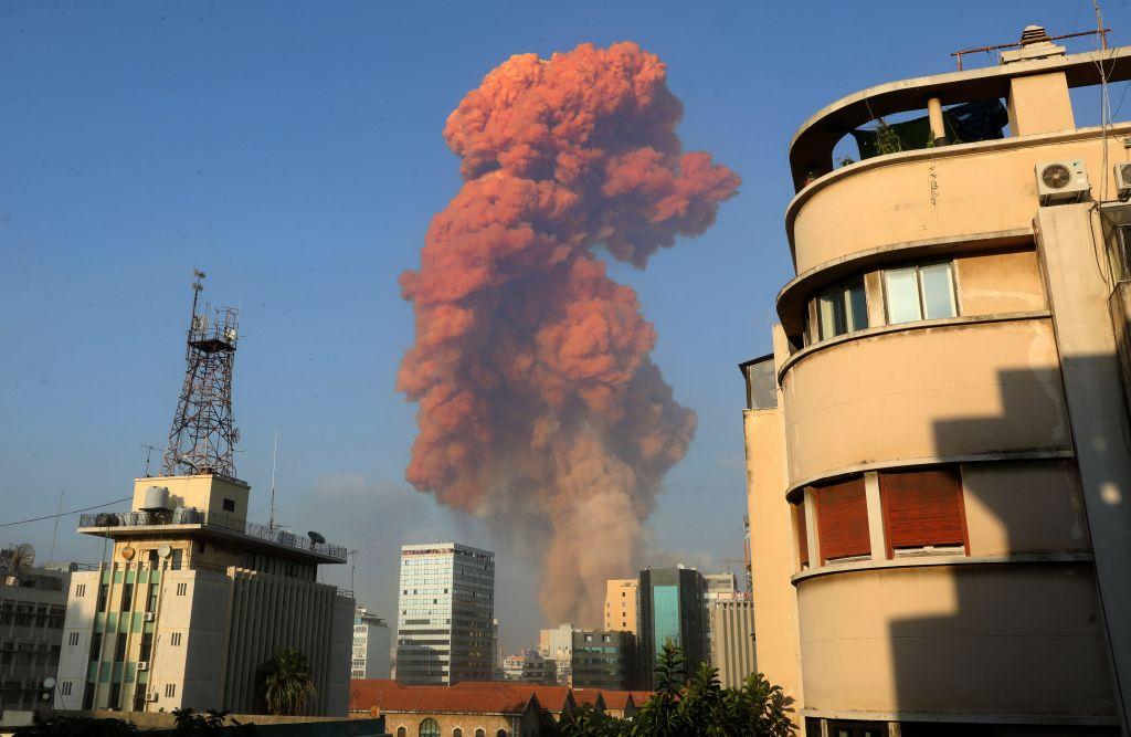 The scene of the large explosion that rocked the Lebanese capital of Beirut on Aug. 4 (ANWAR AMRO/AFP via Getty Images)