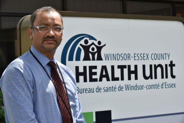 Wajid Ahmed, Chief Officer of Health for Windsor-Essex County, poses outside his office in Windsor, Ont. on June 25, 2020. (The Canadian Press/Rob Gurdebeke)